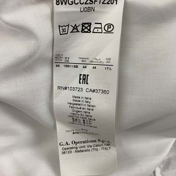 GIORGIO ARMANI White Cotton Tuxedo Long Sleeve Shirt - Picture 6 of 9